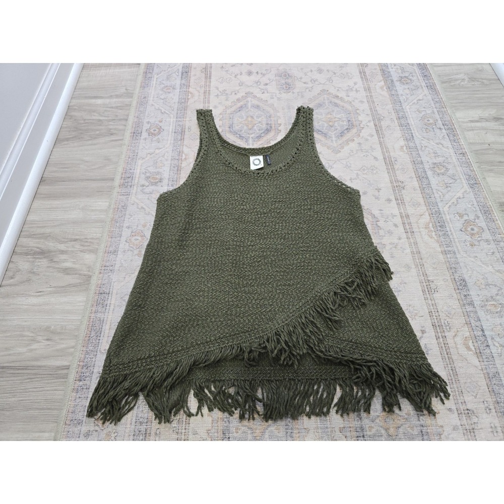 Anthropologie Fringe Tank Top Green Women's Small